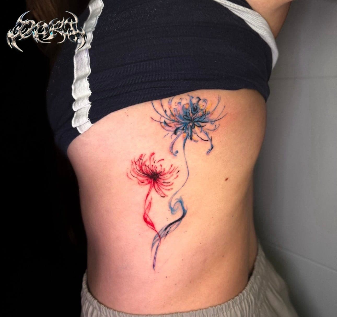 Color tattoo flower